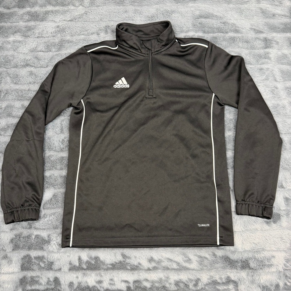 Adidas Kids Black Climalite Quarter Zip Pullover Athletic Shirt Size S 9-10Y